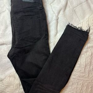 Madewell Skinny, Black, 9” Mid/High-Rise Distressed Jeans, Size 25